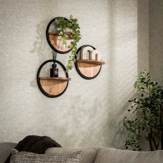 Wandregal – 35×17×35 cm – Massiv Akazie | Modell N0028