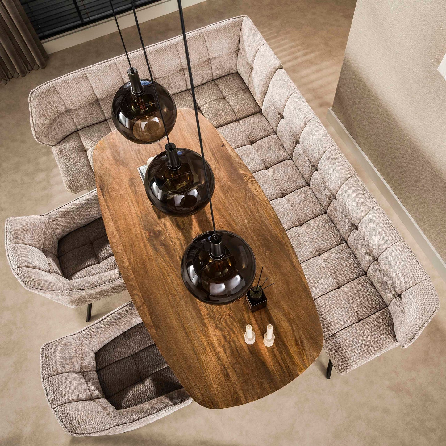 Esstisch – dänisch oval oval – 180×90×77 cm – Massiv Mango sand | Modell N0029