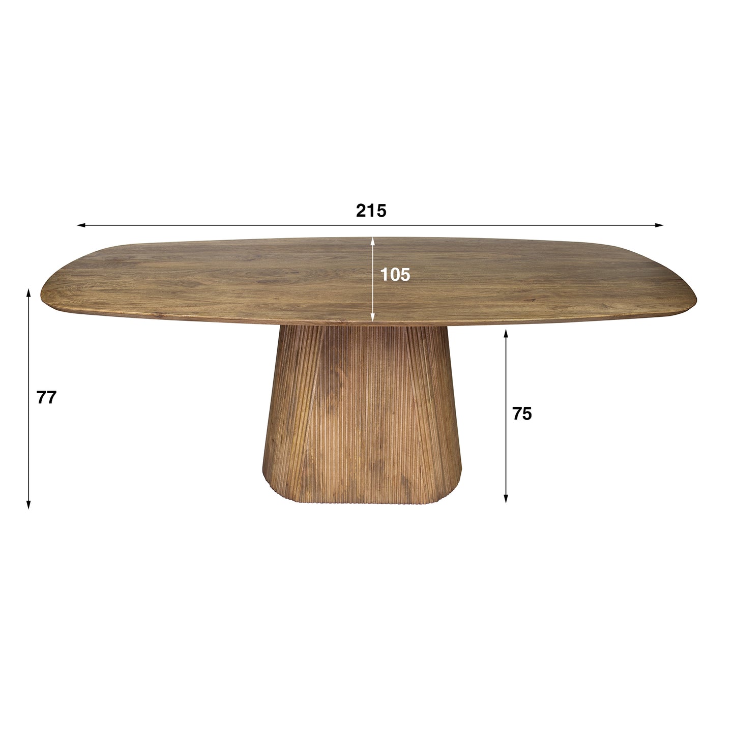 Esstisch – dänisch oval oval – 215×105×77 cm – Massiv Mango sand | Modell N0031