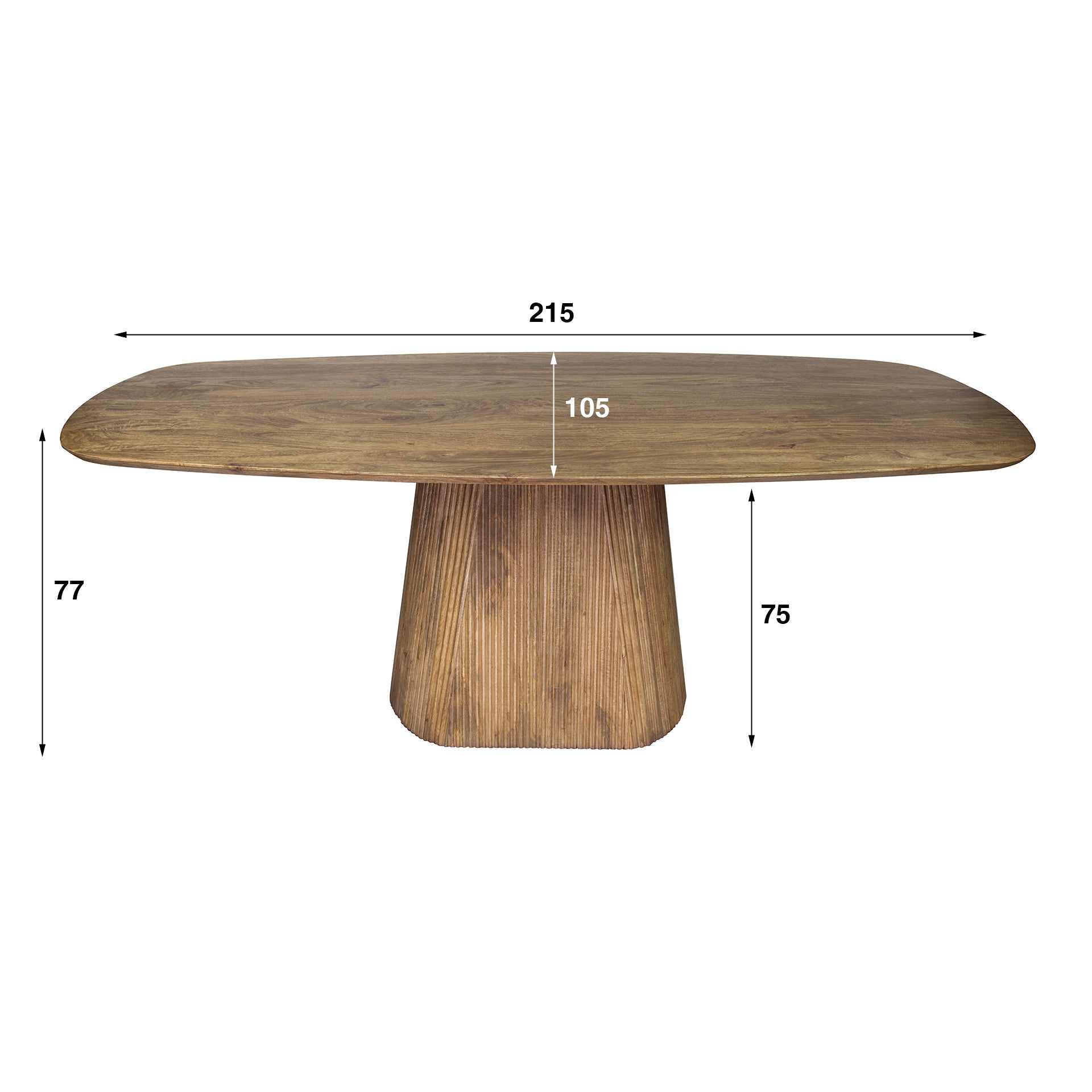 Esstisch – dänisch oval oval – 215×105×77 cm – Massiv Mango sand | Modell N0031