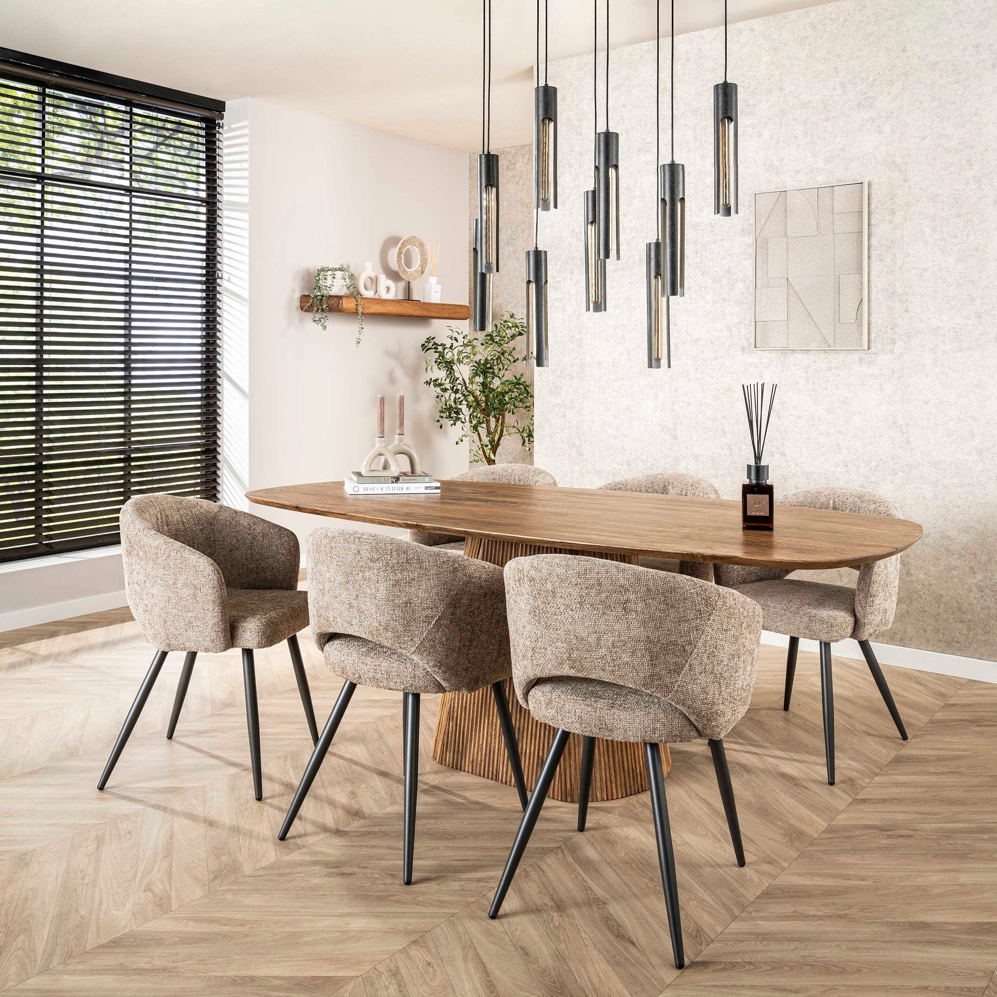 Esstisch – dänisch oval oval – 215×105×77 cm – Massiv Mango sand | Modell N0031