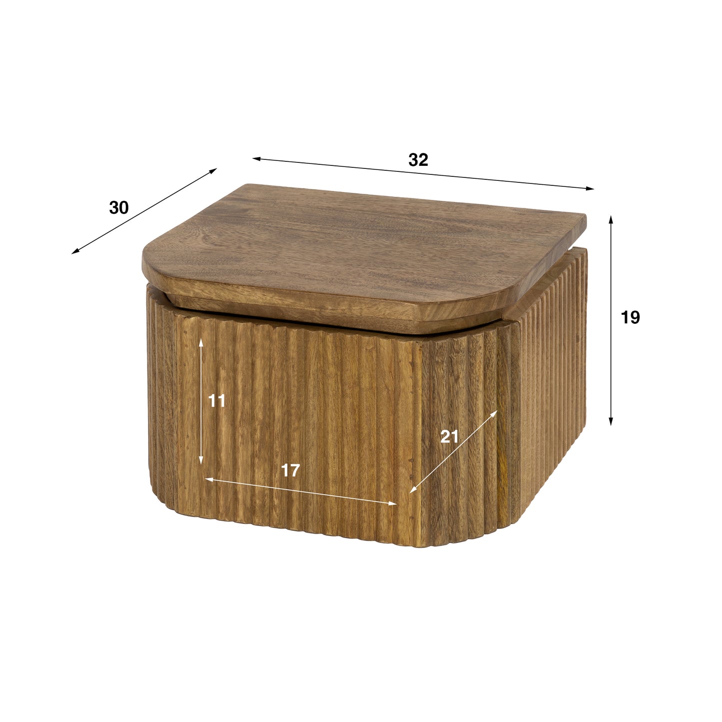 Nachttisch – 32×30×19 cm – Massiv Mango sand | Modell N0032