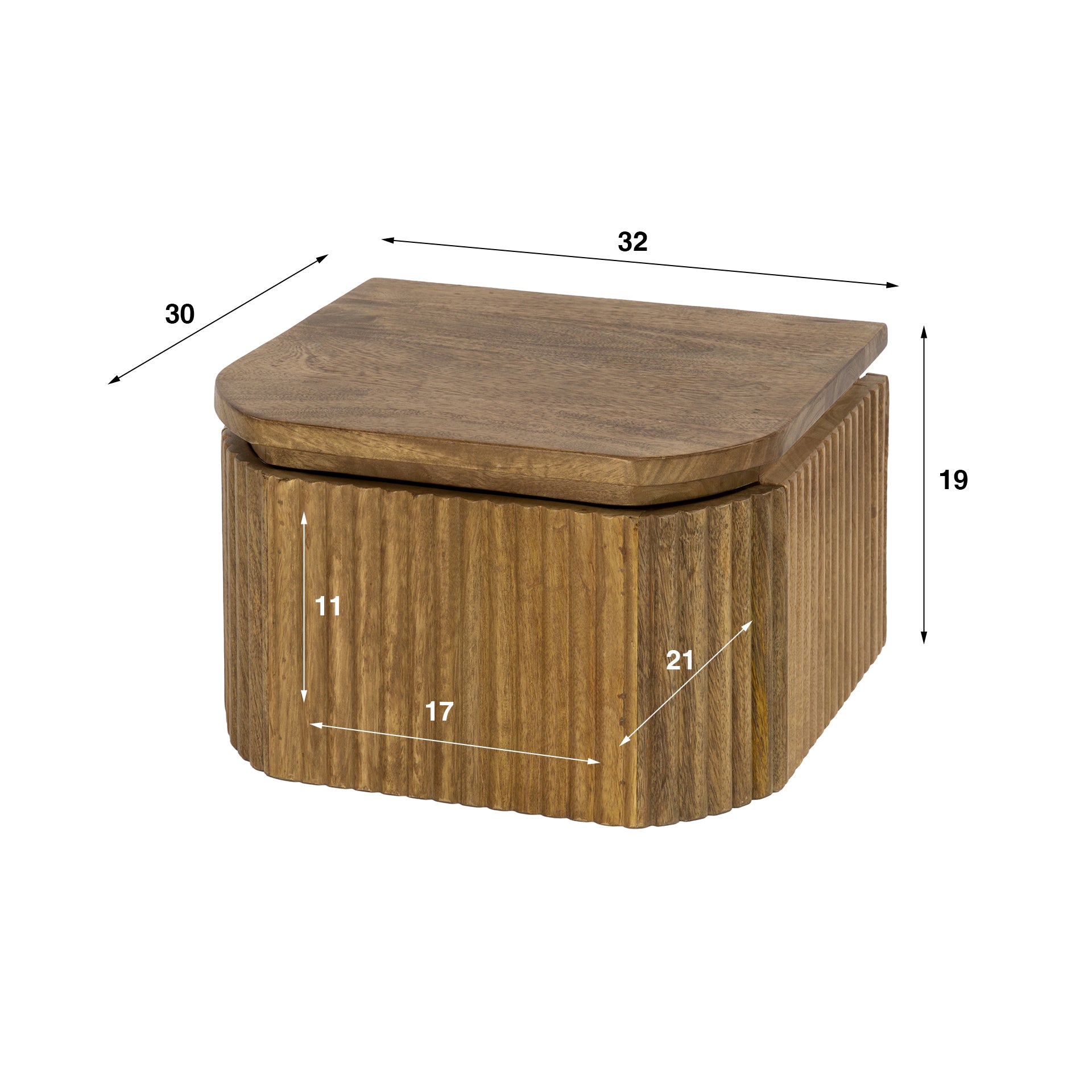 Nachttisch – 32×30×19 cm – Massiv Mango sand | Modell N0032