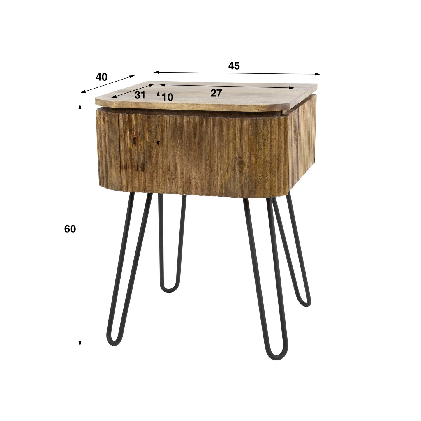 Nachttisch – 45×40×60 cm – Massiv Mango sand | Modell N0034