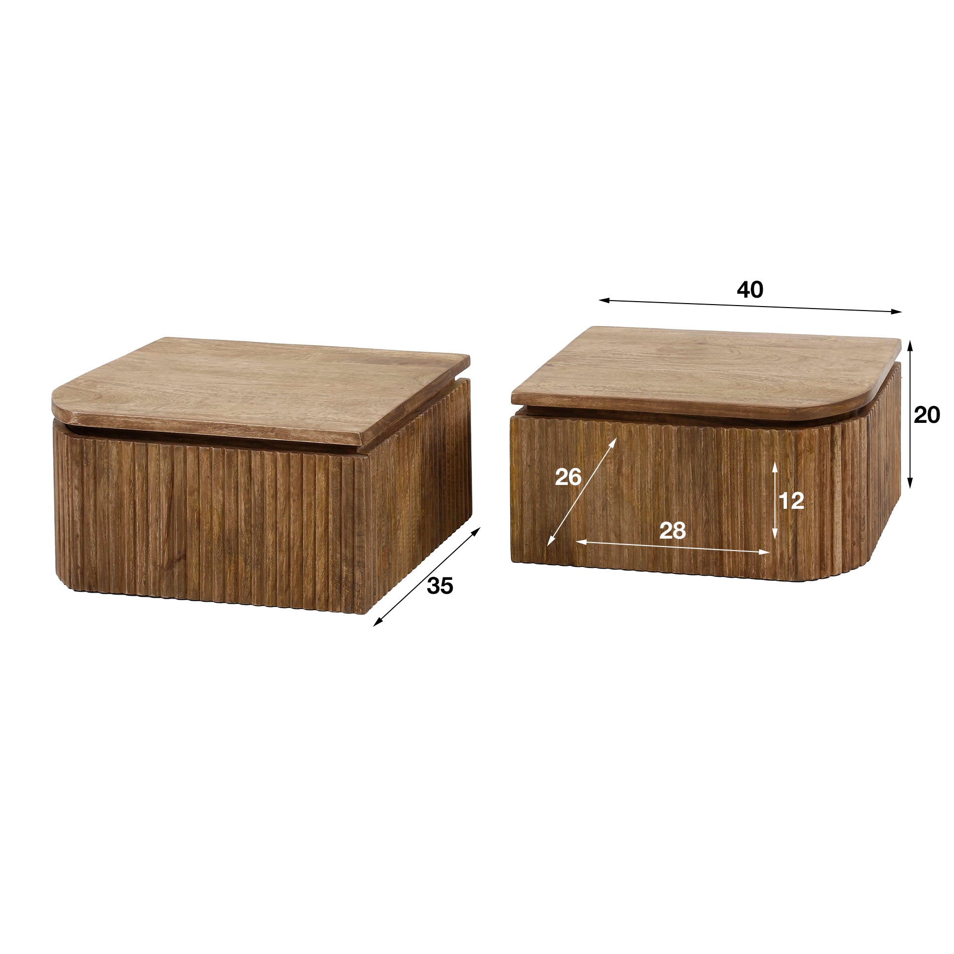Nachttisch – 40×35×20 cm – Massiv Mango sand | Modell N0035