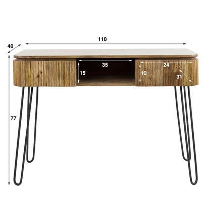Schminktisch – 110×40×77 cm – Massiv Mango sand | Modell N0036