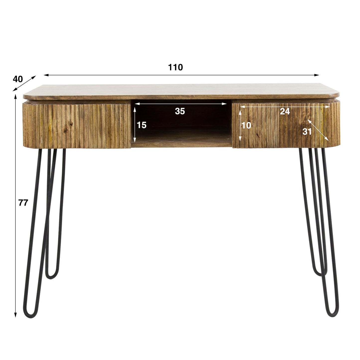 Schminktisch – 110×40×77 cm – Massiv Mango sand | Modell N0036