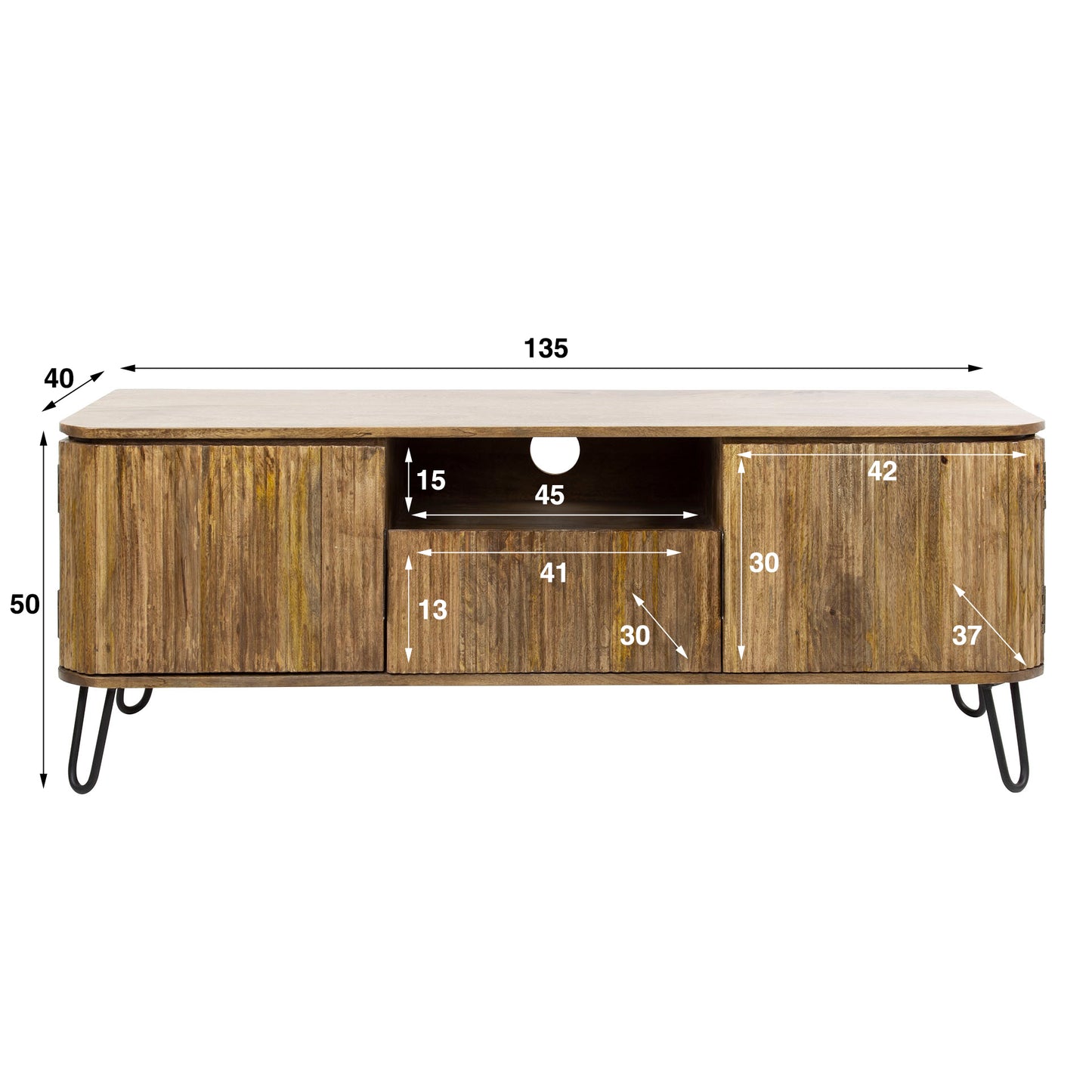 Highboard – 135×40×50 cm – Massiv Mango sand | Modell N0037