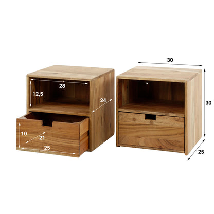 Nachttisch – 30×25×30 cm – Massiv Akazie | Modell N0038