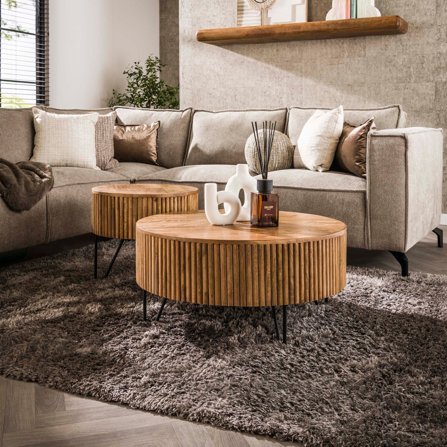 Couchtisch – rund – 80×80×38 cm – Massiv Mango sand | Modell N0039