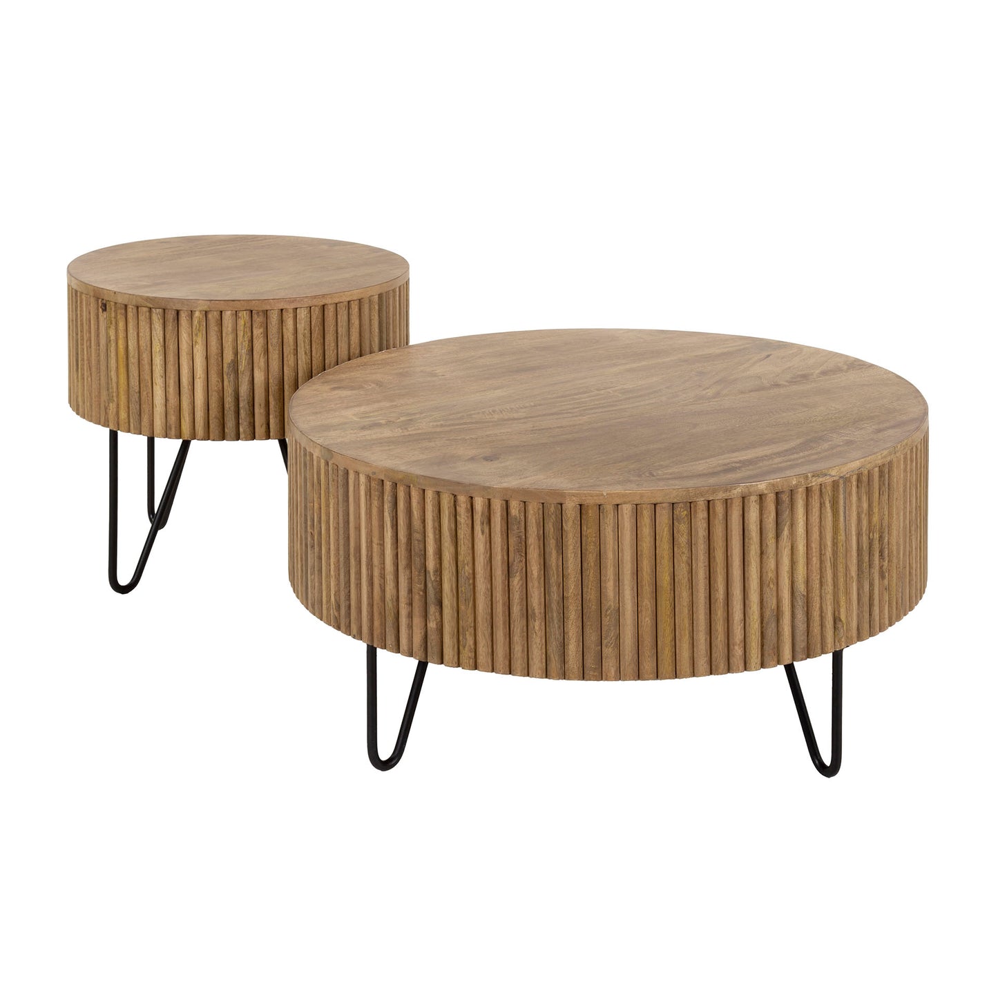 Couchtisch – rund – 80×80×38 cm – Massiv Mango sand | Modell N0039