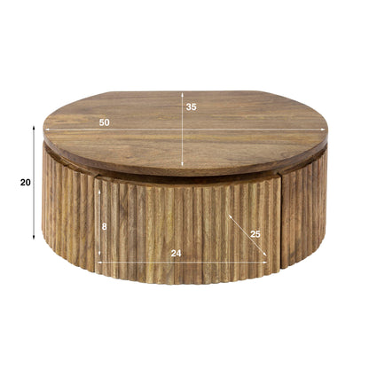 Nachttisch – rund – 50×35×20 cm – Massiv Mango sand | Modell N0040