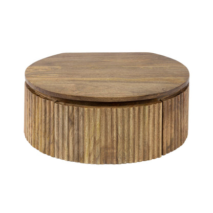 Nachttisch – rund – 50×35×20 cm – Massiv Mango sand | Modell N0040