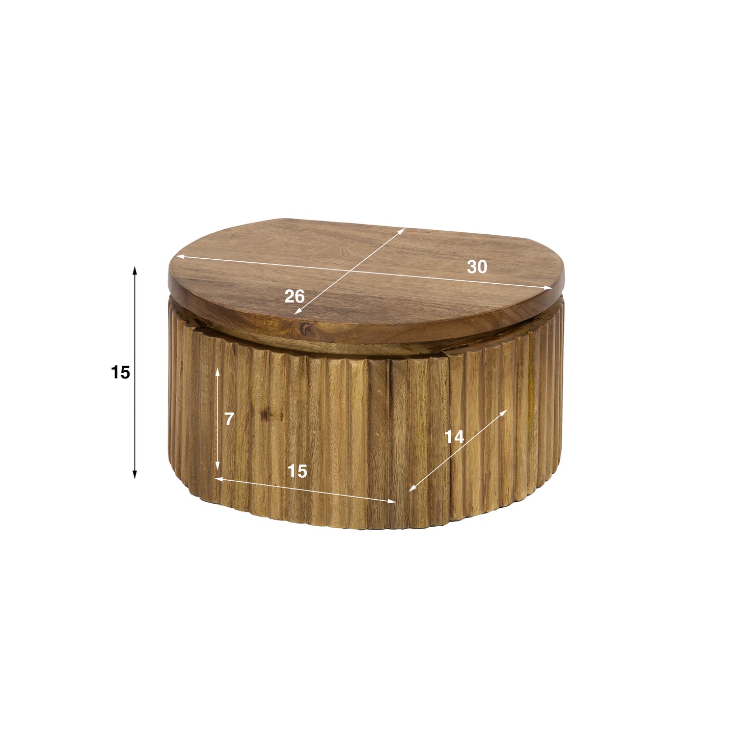 Nachttisch – rund – 30×26×15 cm – Massiv Mango sand | Modell N0041