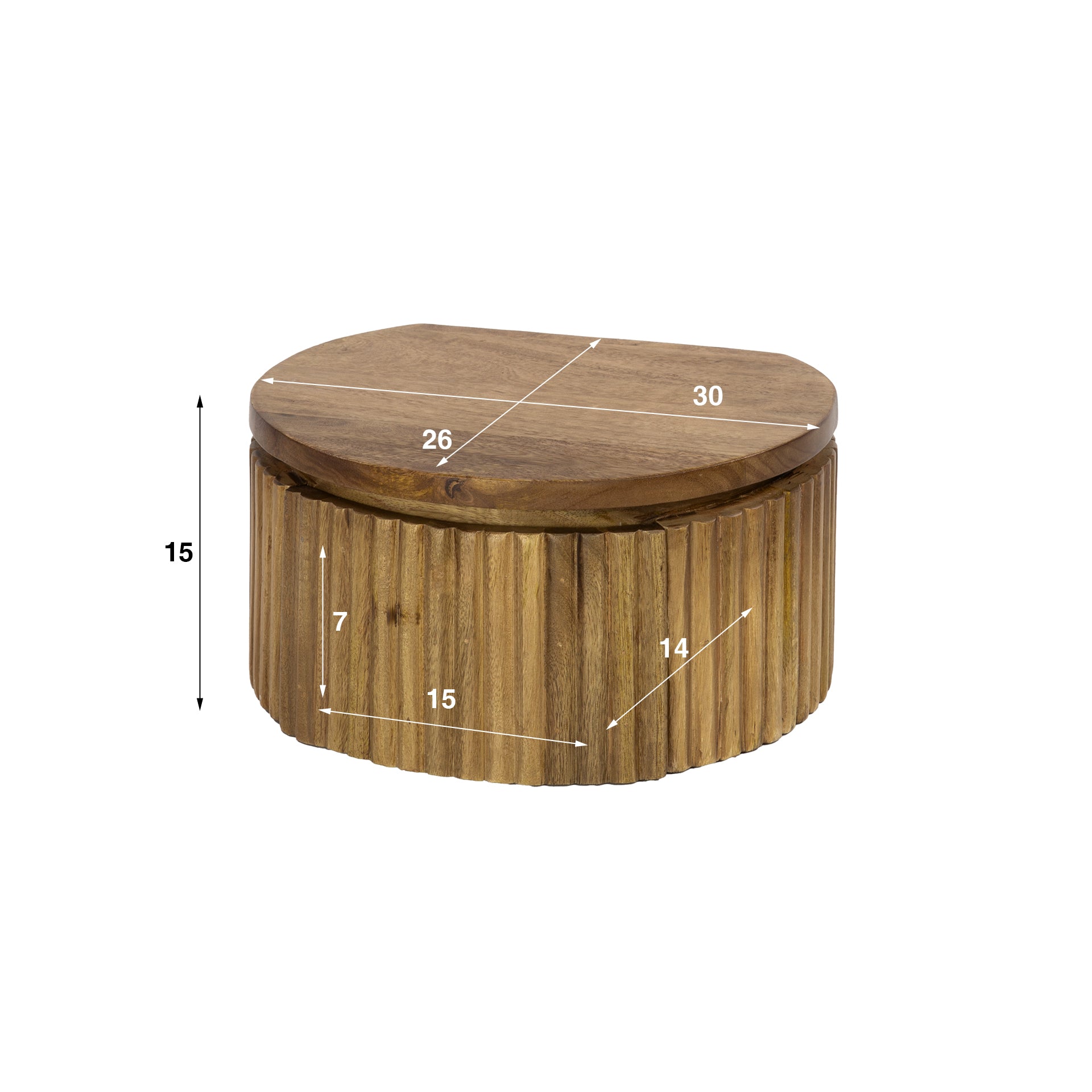 Nachttisch – rund – 30×26×15 cm – Massiv Mango sand | Modell N0041