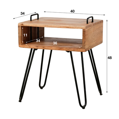 Nachttisch – 40×34×48 cm – Massiv Akazie | Modell N0045