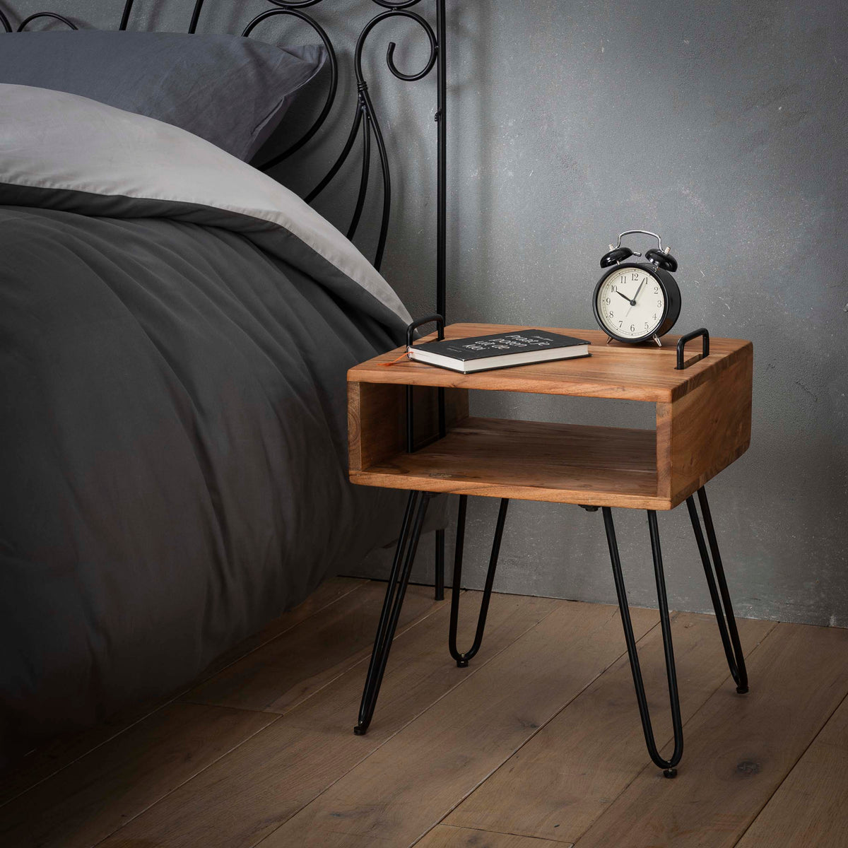 Nachttisch – 40×34×48 cm – Massiv Akazie | Modell N0045