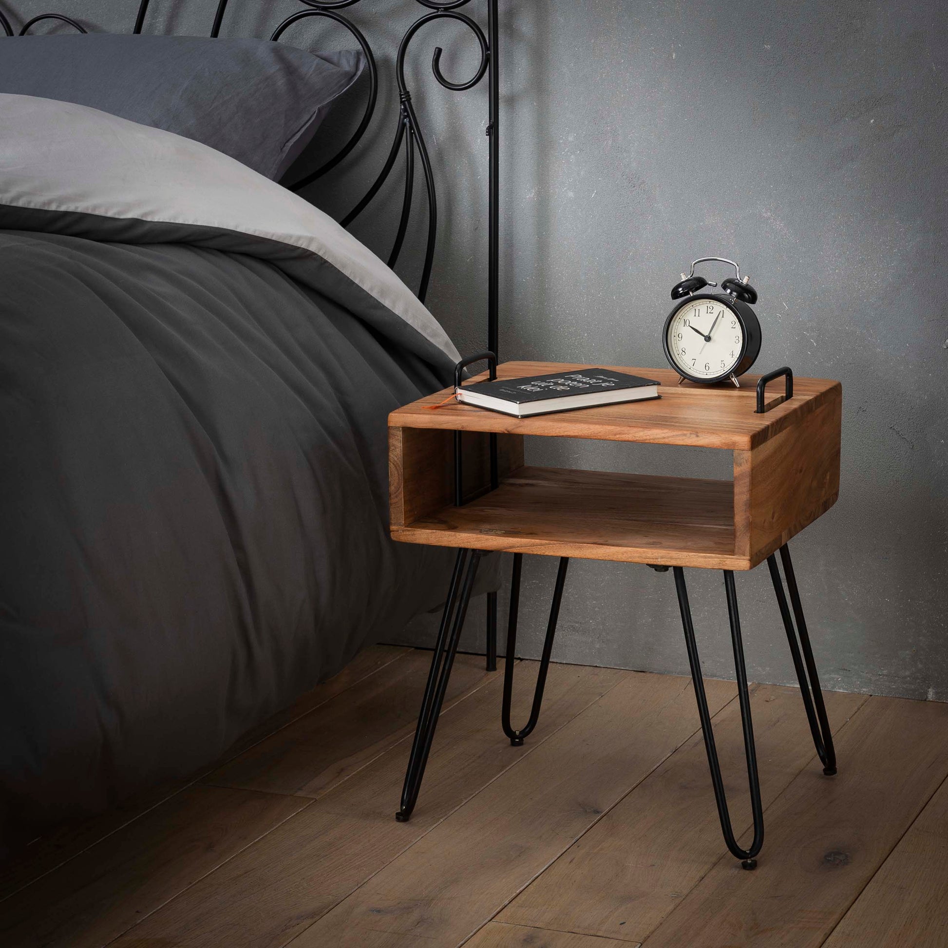 Nachttisch – 40×34×48 cm – Massiv Akazie | Modell N0045