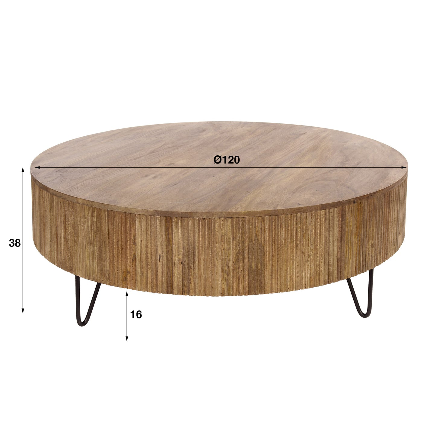 Couchtisch – 120×120×38 cm – Massiv Mango sand | Modell N0046