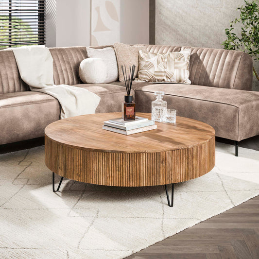 Couchtisch – 120×120×38 cm – Massiv Mango sand | Modell N0046