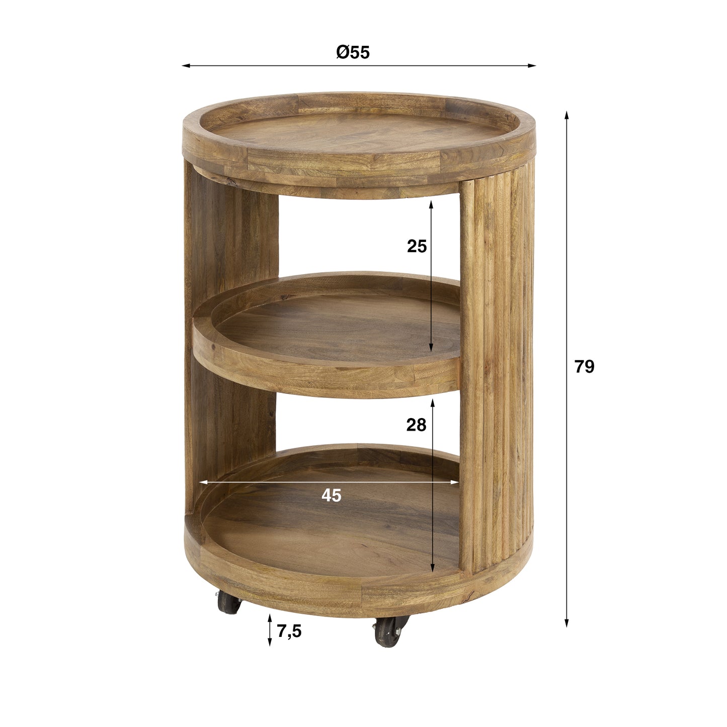 Serviertisch – 55×55×79 cm – Massiv Mango sand | Modell N0048