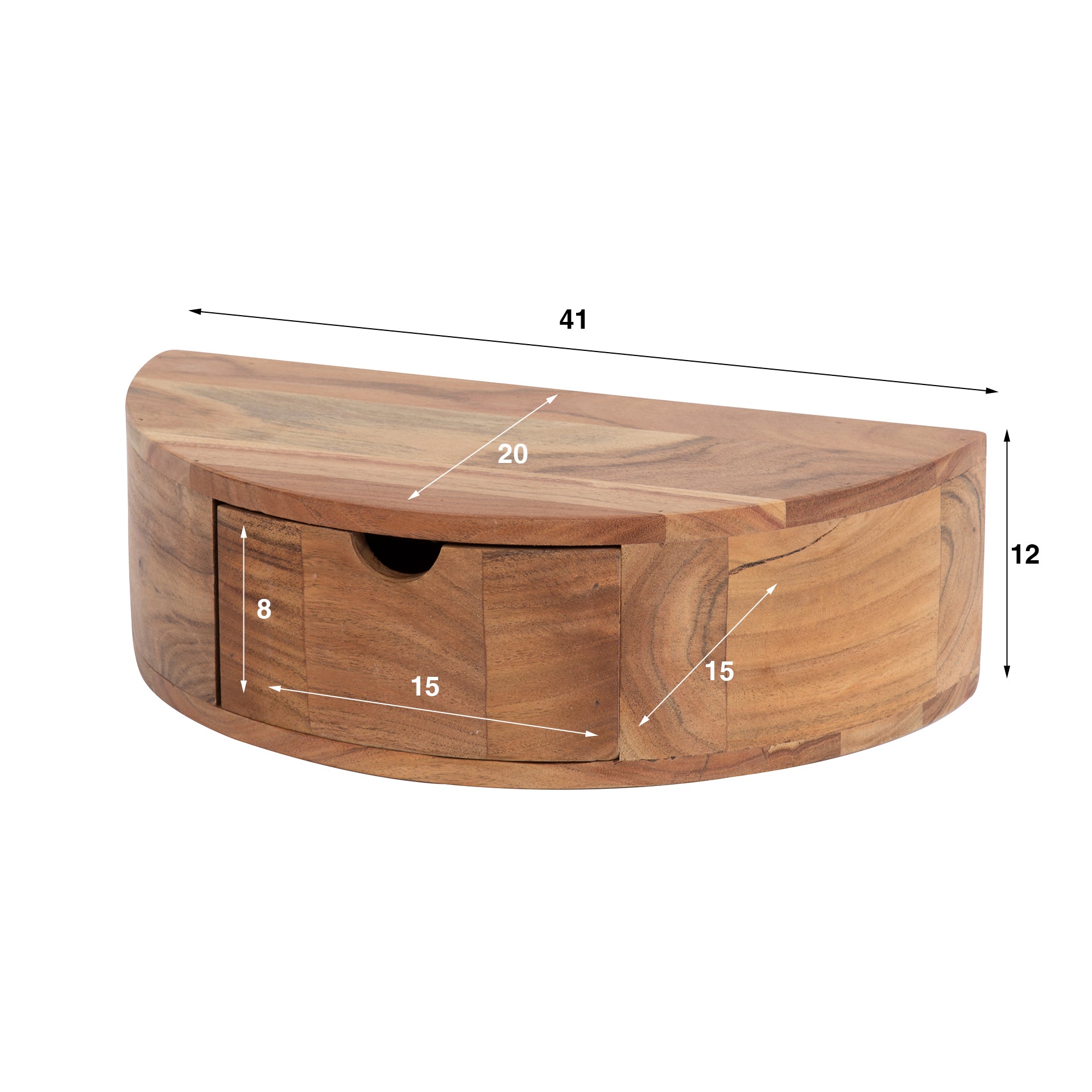 Nachttisch – 41×20×12 cm – Massiv Akazie | Modell N0049