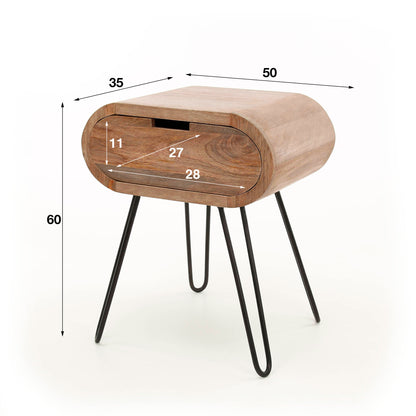 Nachttisch – 50×35×60 cm – Massiv Mango sand | Modell N0054