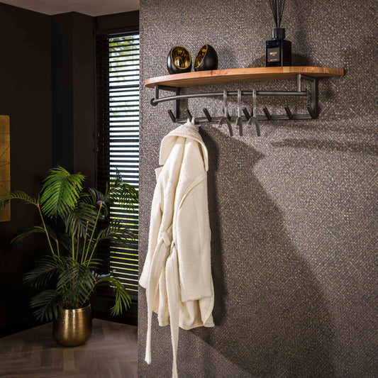 Garderobe – hutablage 8 haken – 100×30×20 cm – Massiv Akazie | Modell N0057