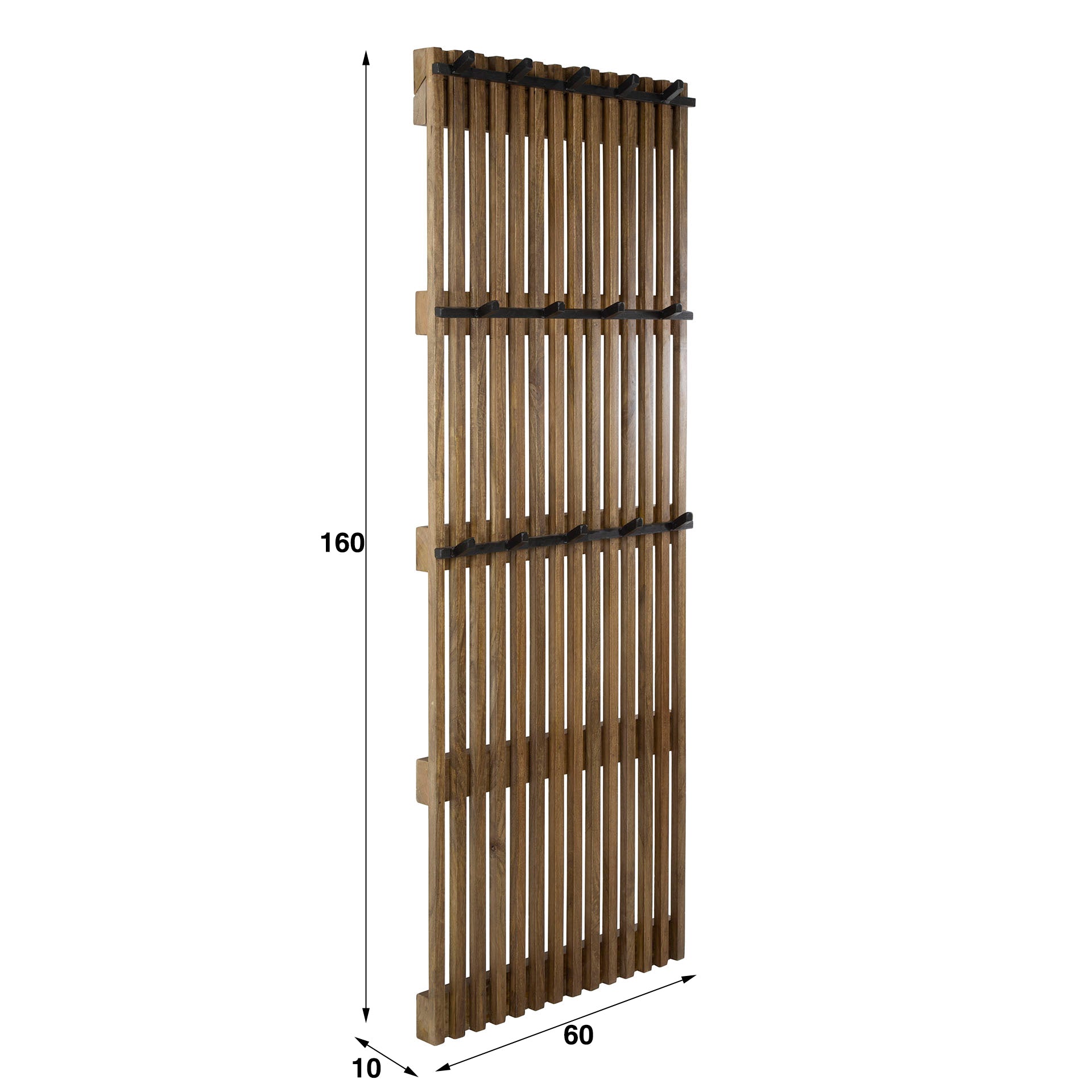 Garderobe – 4 haken – 60×10×160 cm – Massiv Mango sand | Modell N0059