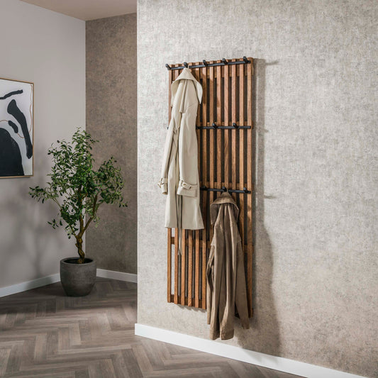 Garderobe – 4 haken – 60×10×160 cm – Massiv Mango sand | Modell N0059