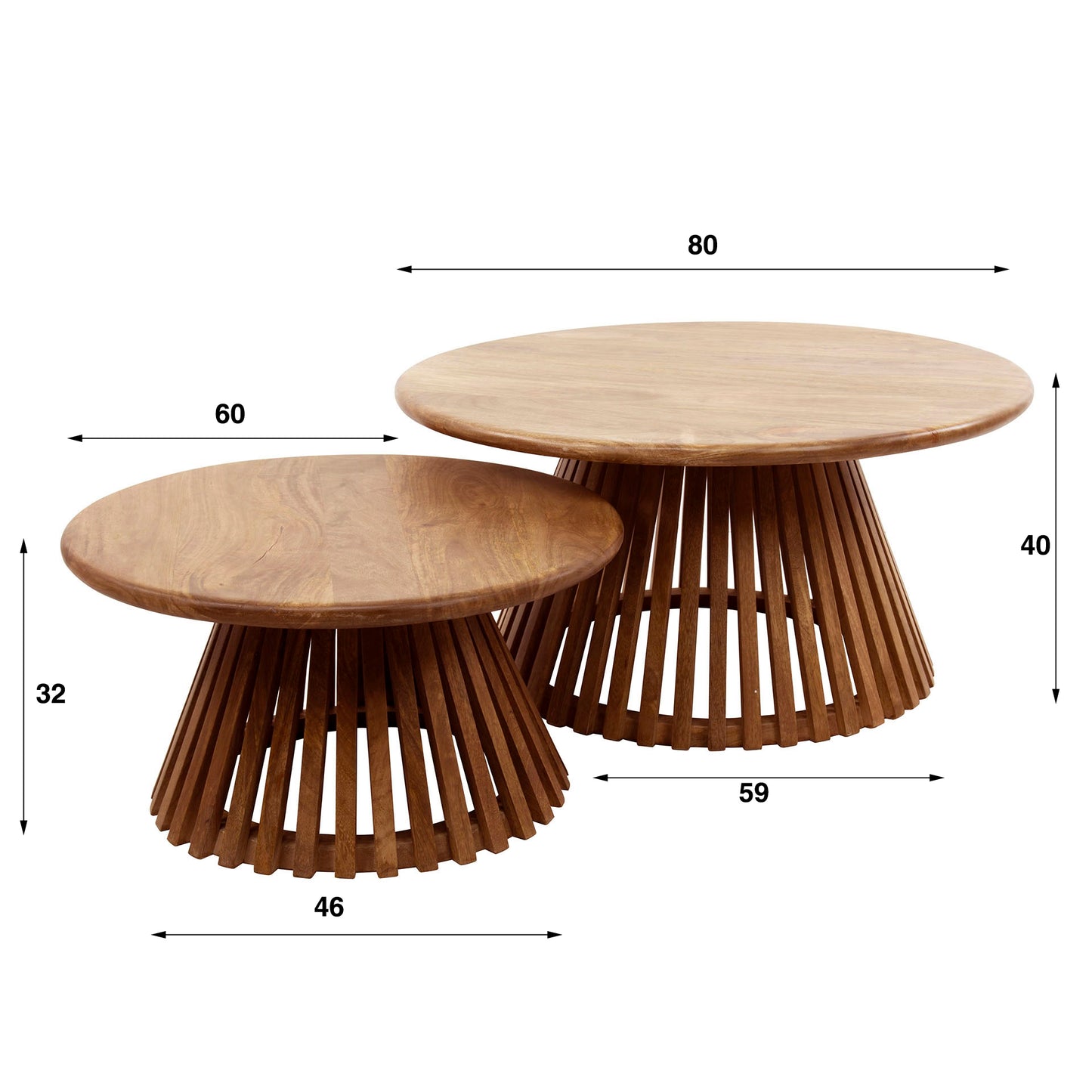Couchtisch – 80×80×40 cm – Massiv Mango sand | Modell N0060