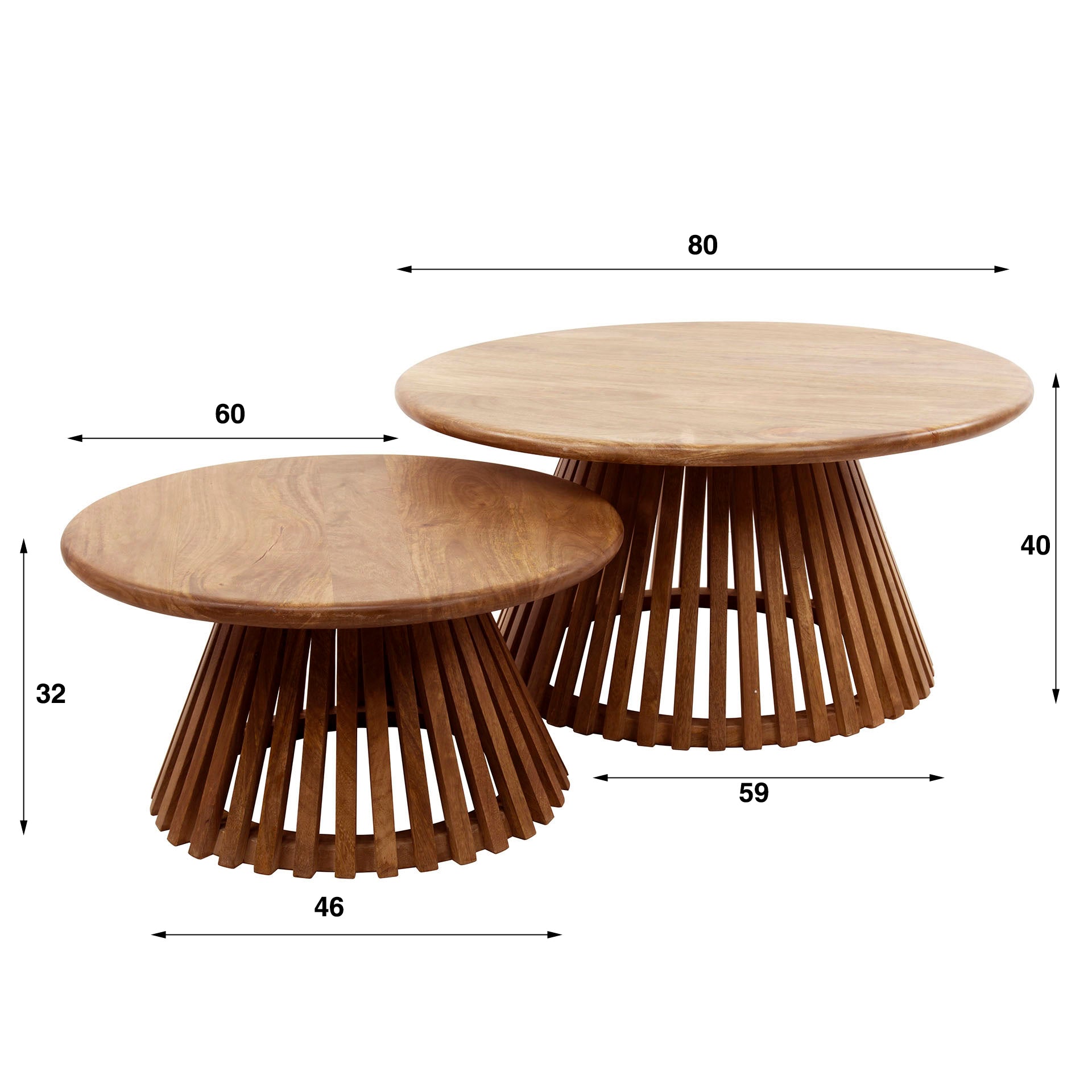 Couchtisch – 80×80×40 cm – Massiv Mango sand | Modell N0060