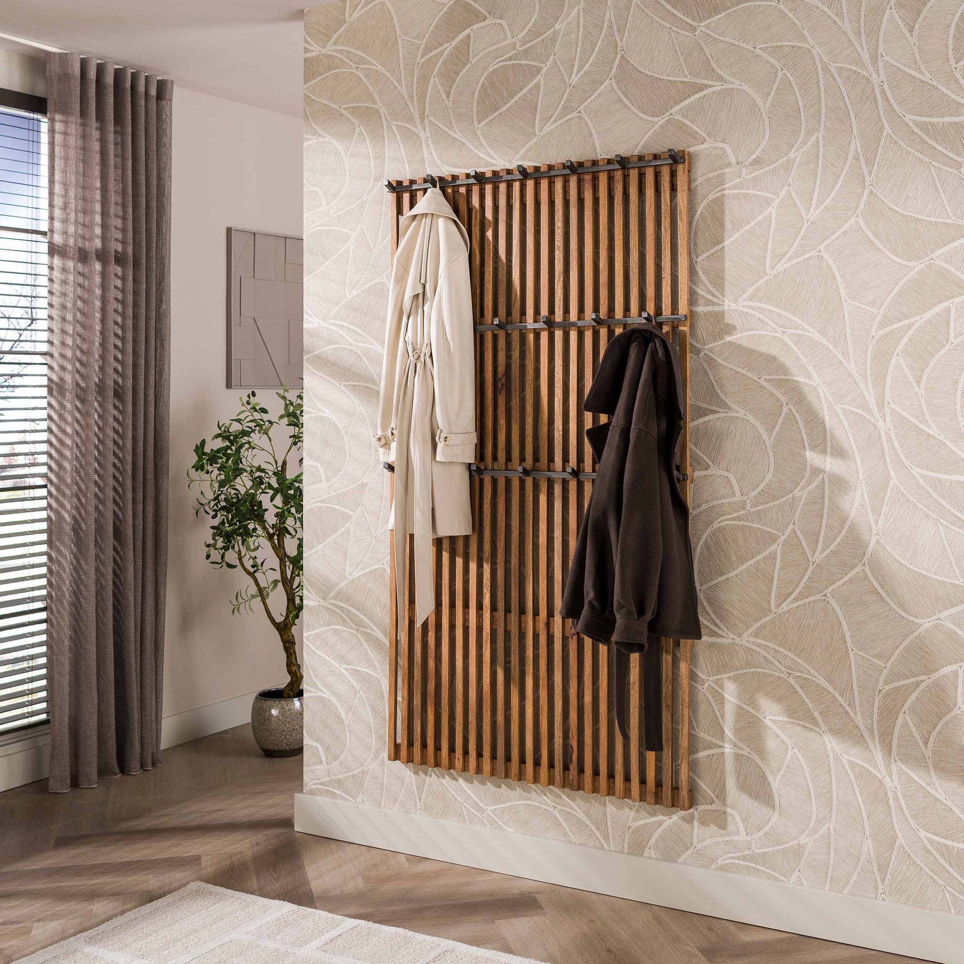 Garderobe – 100×10×180 cm – Massiv Mango sand | Modell N0061