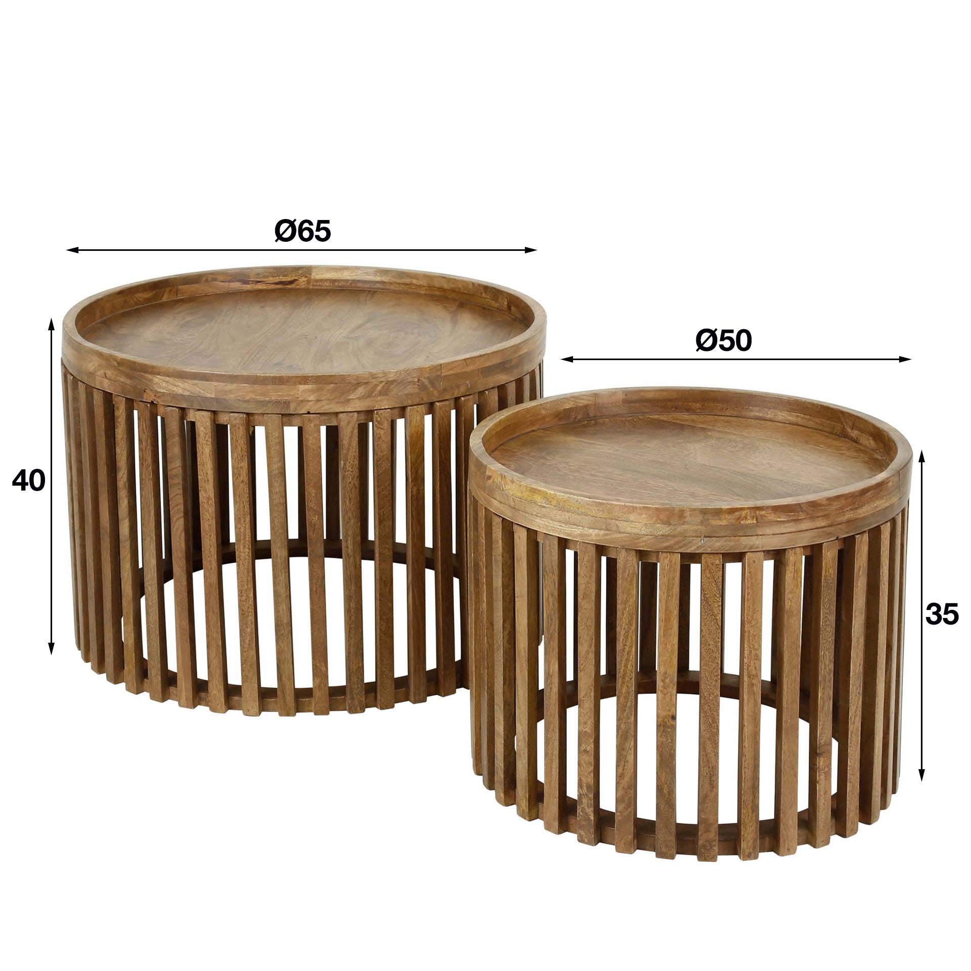 Couchtisch – 65×65×40 cm – Massiv Mango sand | Modell N0062