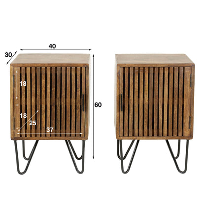 Nachttisch – 40×30×60 cm – Massiv Mango sand | Modell N0063