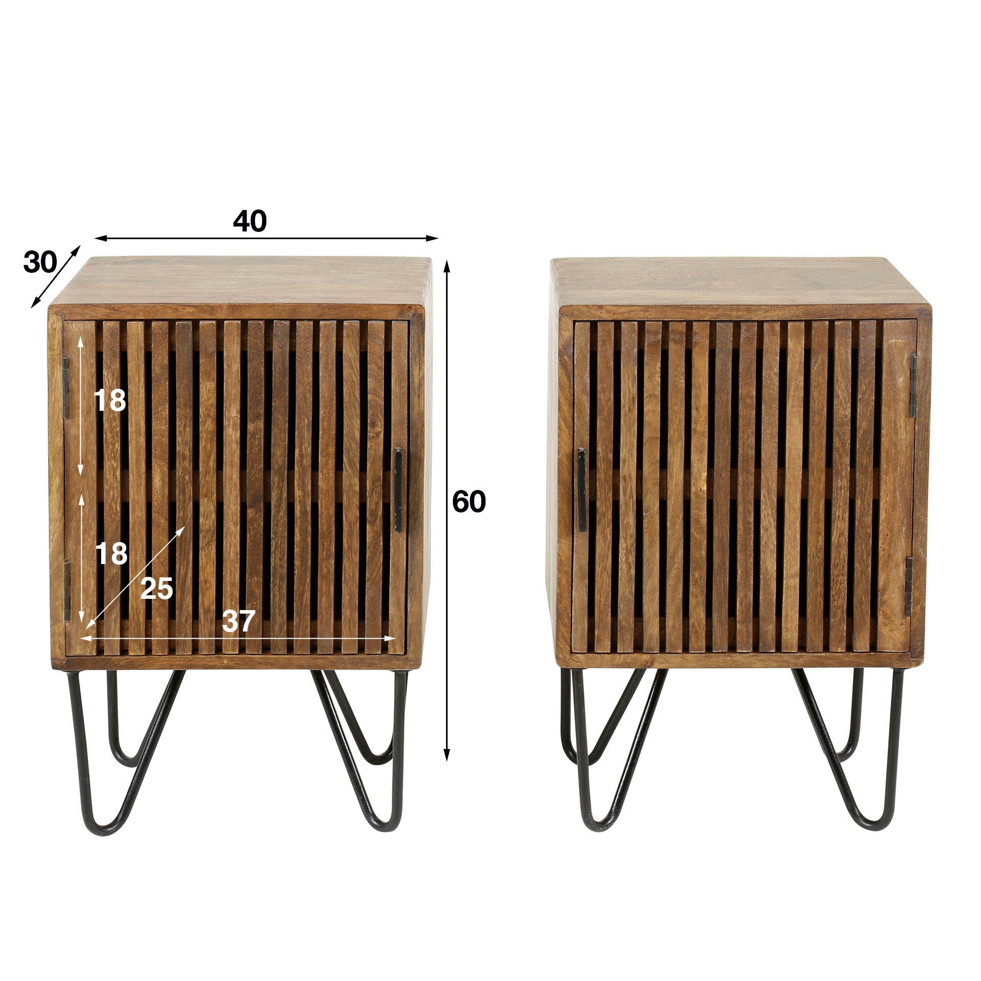 Nachttisch – 40×30×60 cm – Massiv Mango sand | Modell N0063
