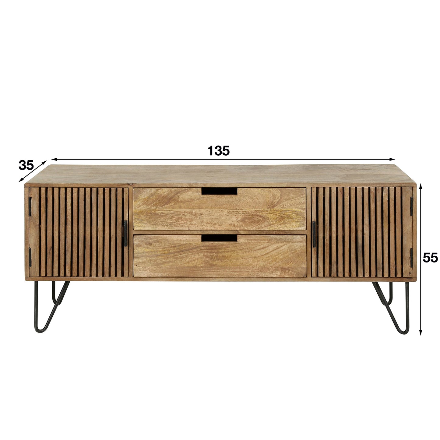 Highboard – 135×35×55 cm – Massiv Mango sand | Modell N0064