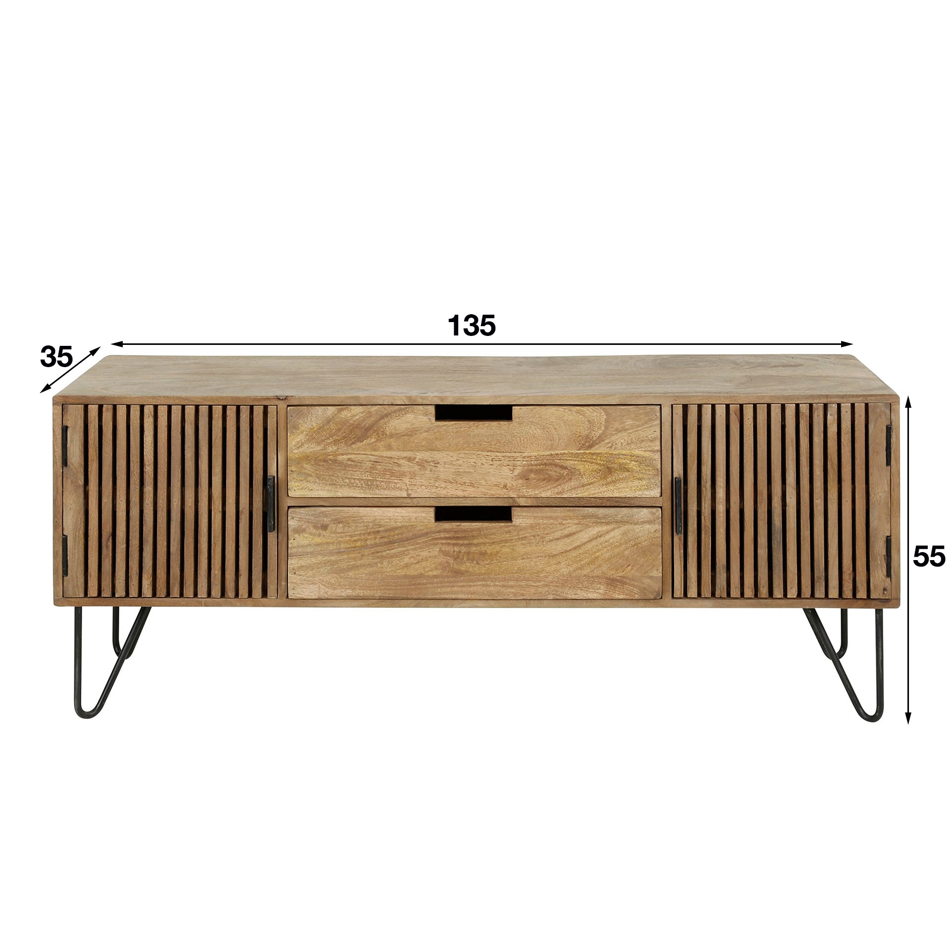 Highboard – 135×35×55 cm – Massiv Mango sand | Modell N0064