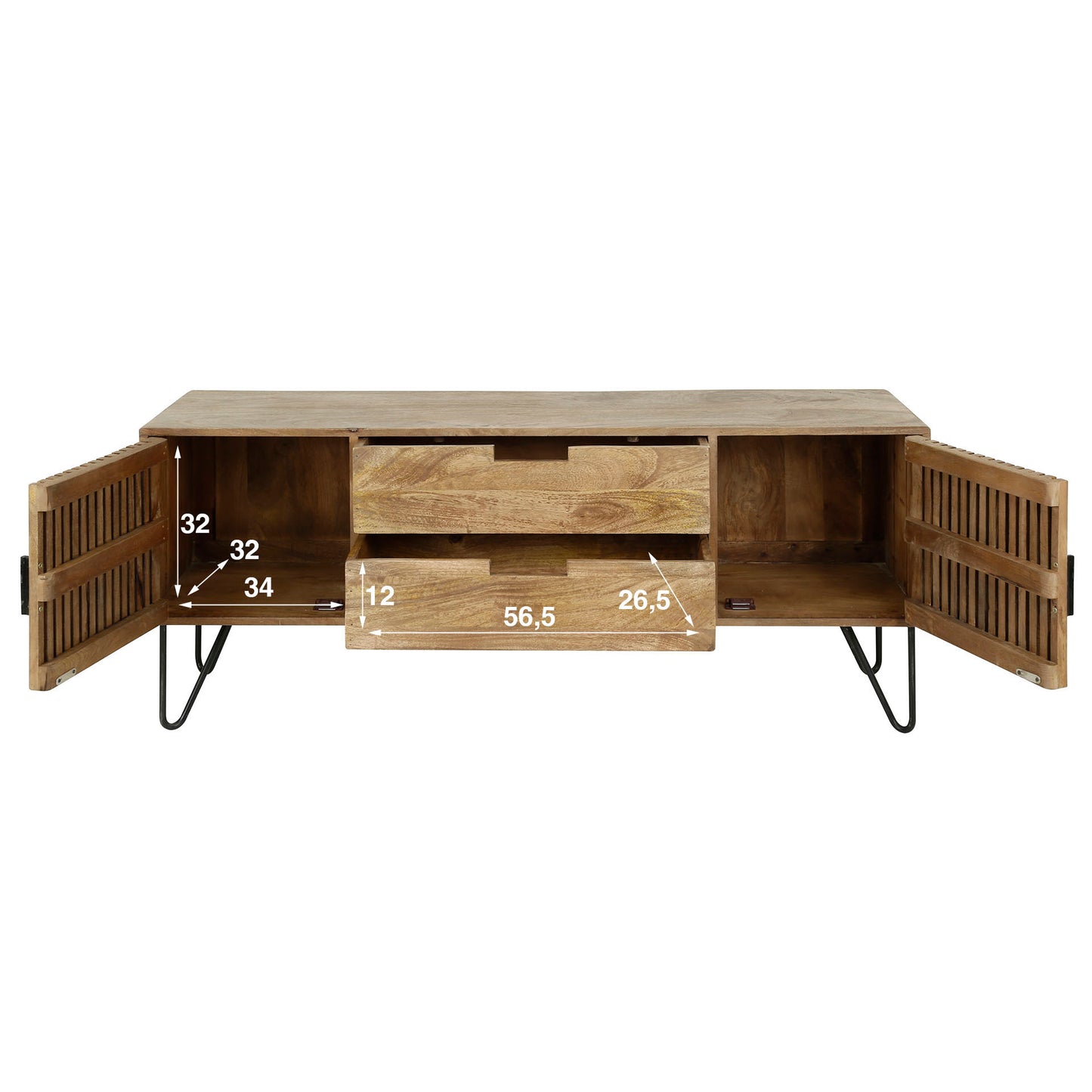 Highboard – 135×35×55 cm – Massiv Mango sand | Modell N0064