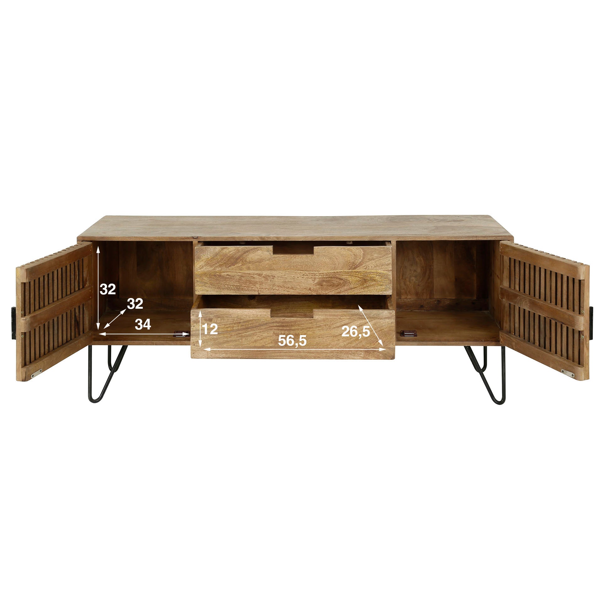Highboard – 135×35×55 cm – Massiv Mango sand | Modell N0064
