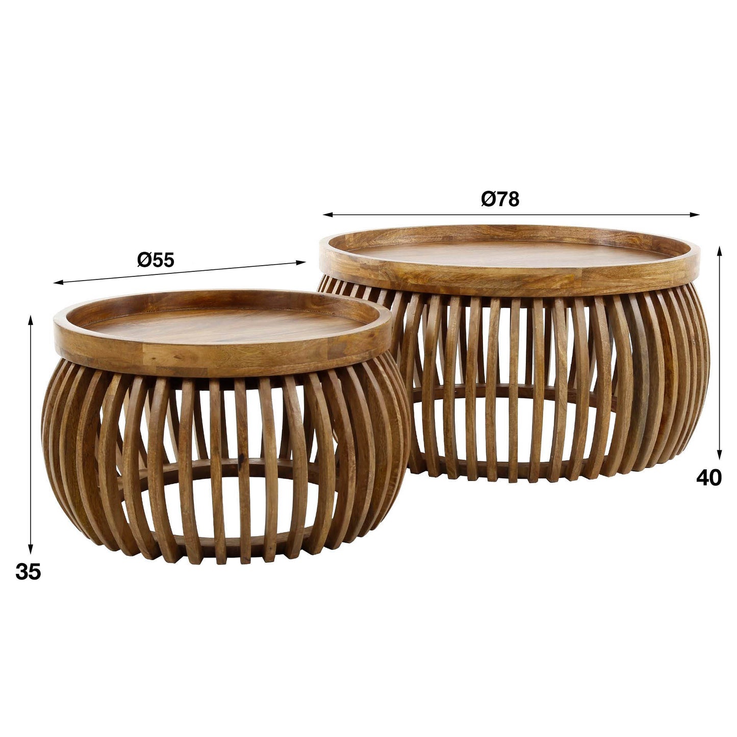 Couchtisch – 78×78×40 cm – Massiv Mango sand | Modell N0065