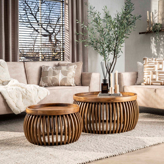 Couchtisch – 78×78×40 cm – Massiv Mango sand | Modell N0065