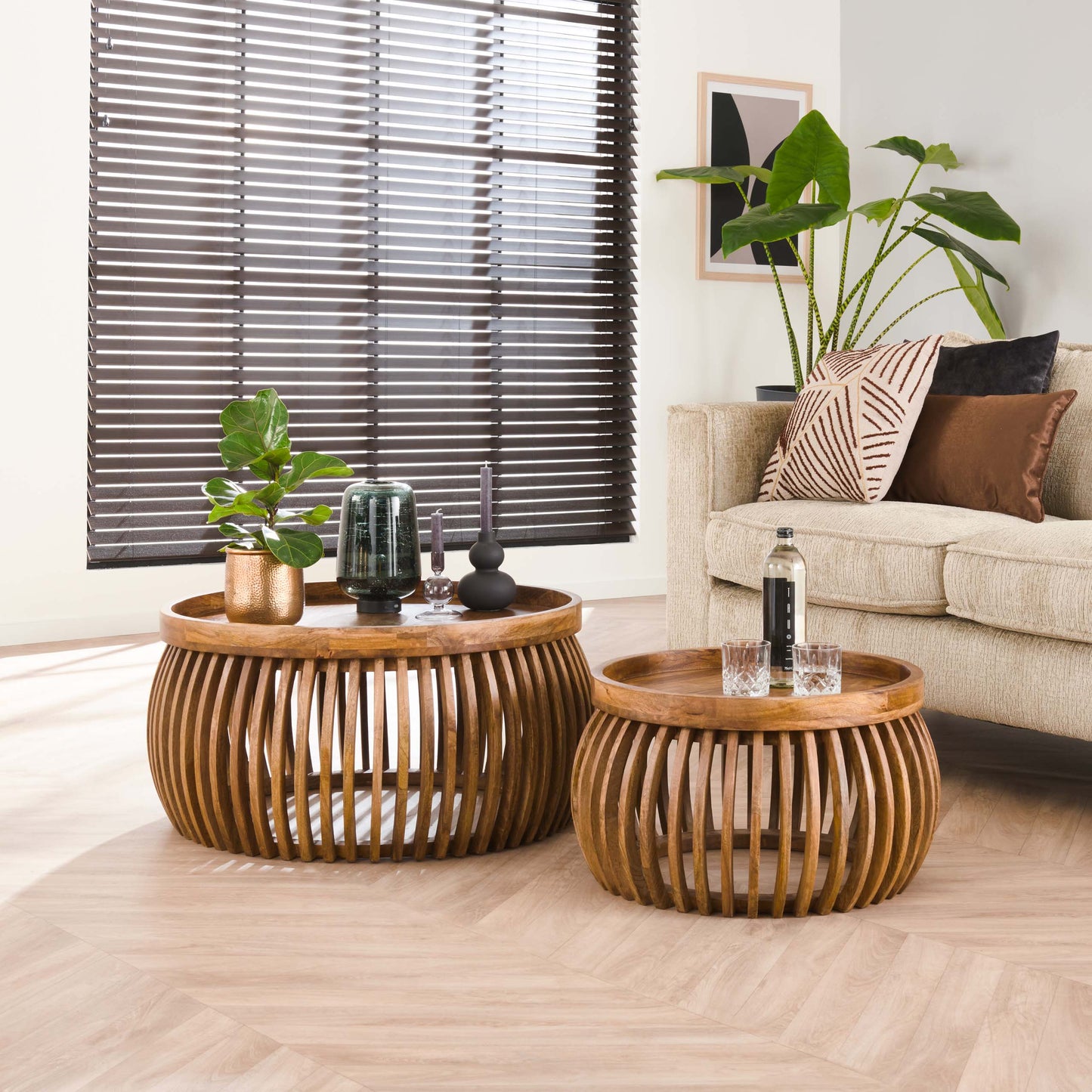 Couchtisch – 78×78×40 cm – Massiv Mango sand | Modell N0065
