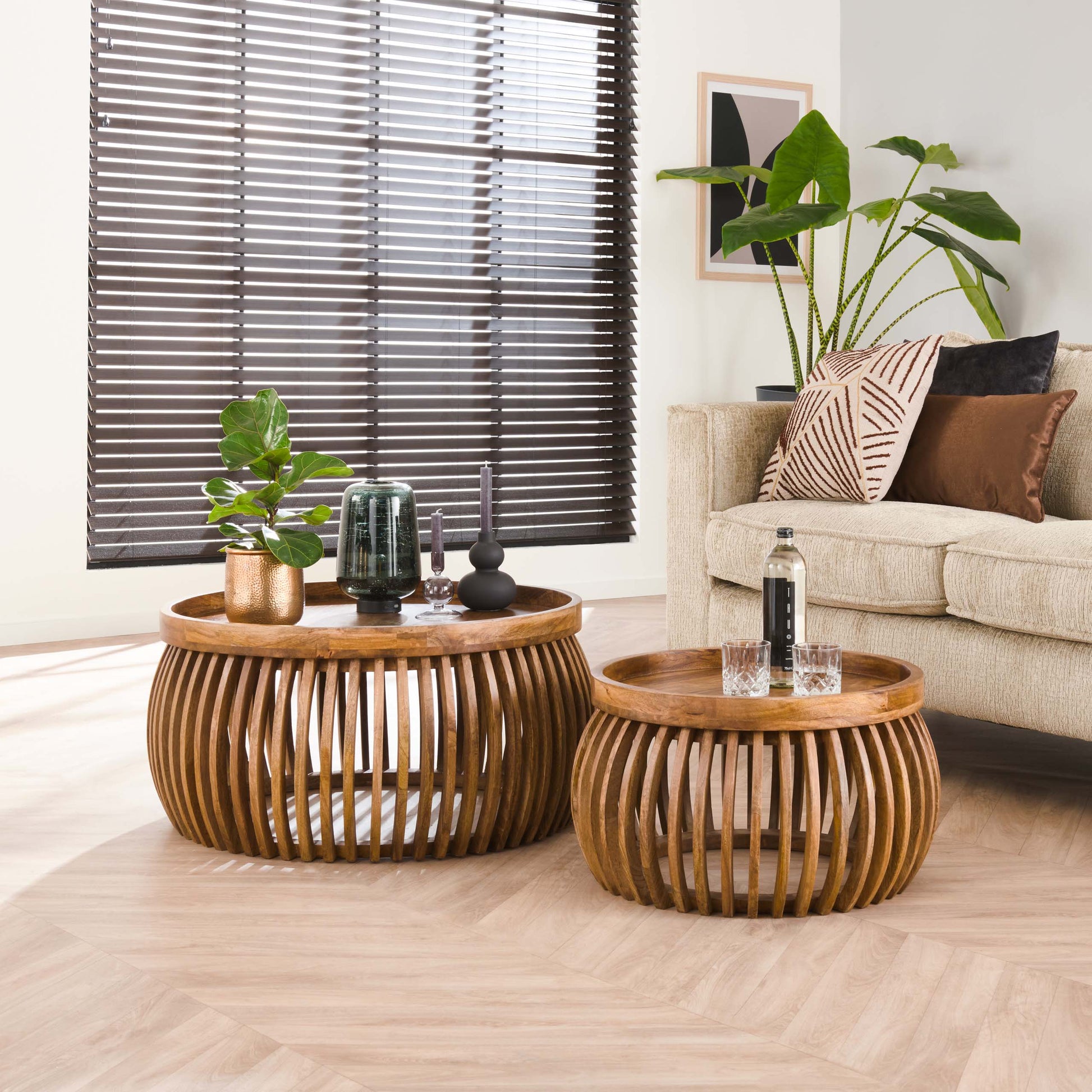 Couchtisch – 78×78×40 cm – Massiv Mango sand | Modell N0065