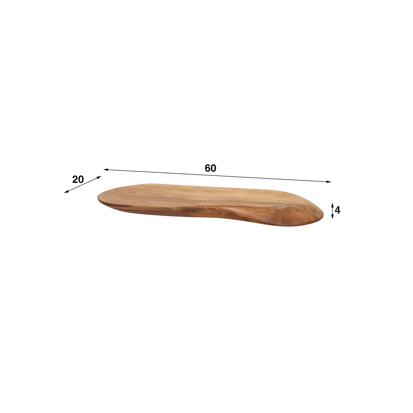 Wandregal – 60×20×4 cm – Massiv Akazie | Modell N0066