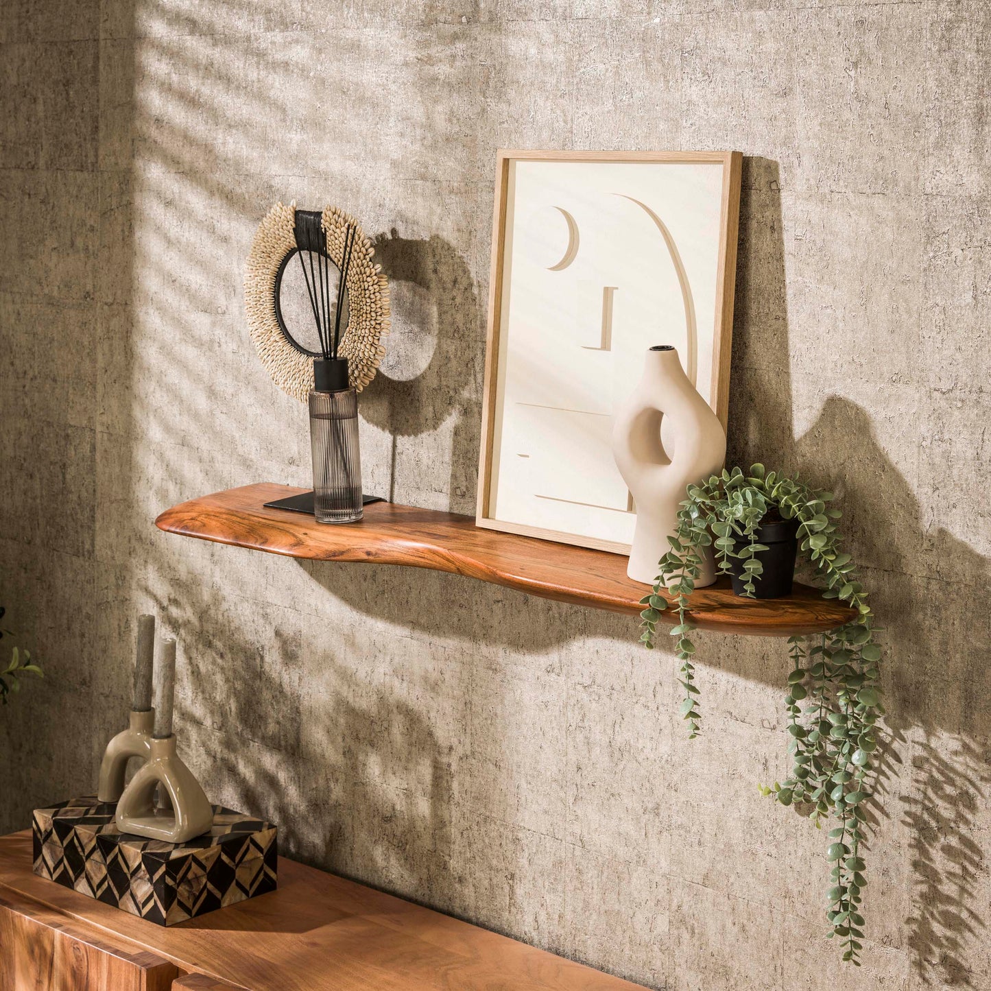 Wandregal – 120×20×4 cm – Massiv Akazie | Modell N0068