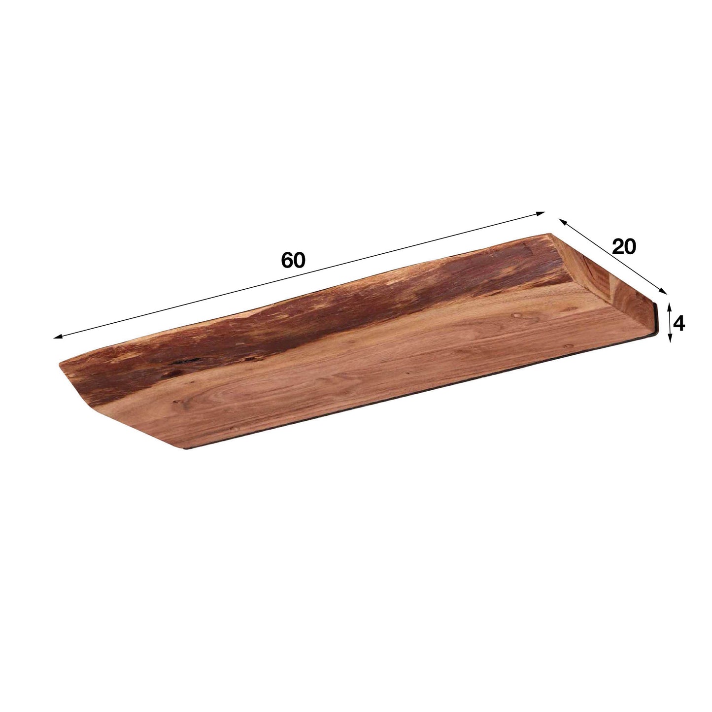 Wandregal – 60×20×4 cm – Massiv Akazie | Modell N0071