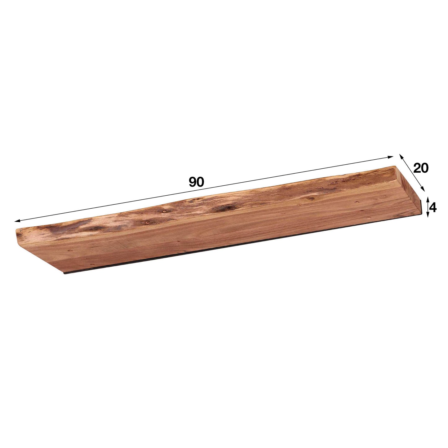 Wandregal – 90×20×4 cm – Massiv Akazie | Modell N0072