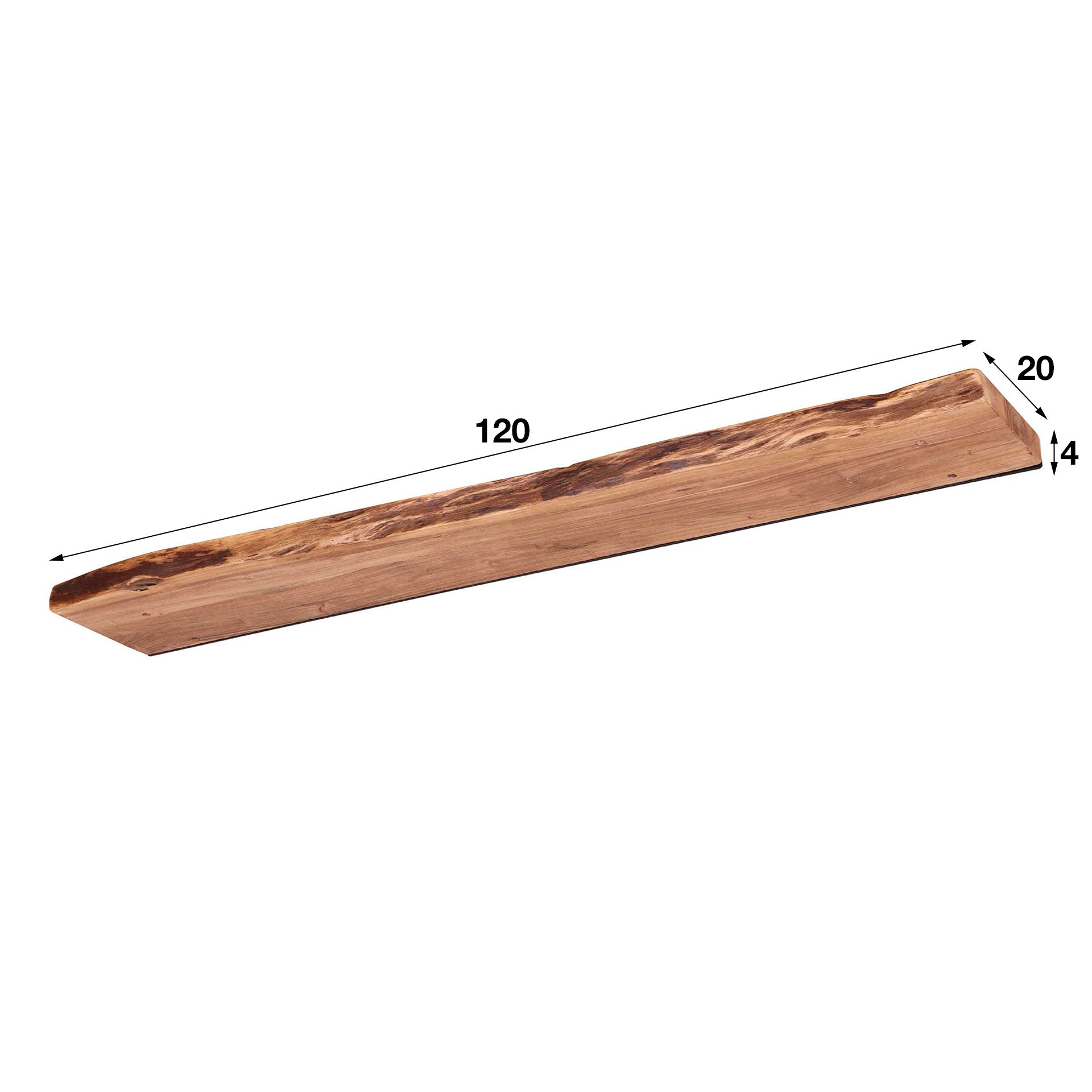 Wandregal – 120×20×4 cm – Massiv Akazie | Modell N0073