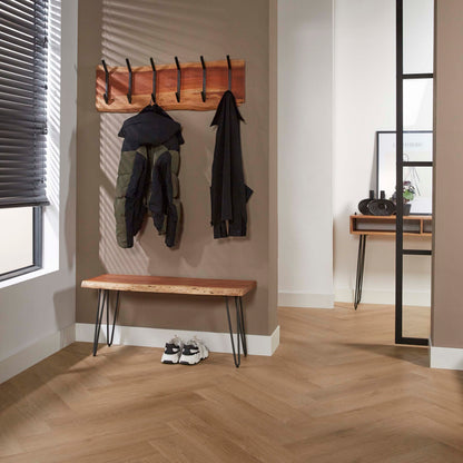 Garderobe – 6 haken – 100×12×30 cm – Massiv Akazie | Modell N0077